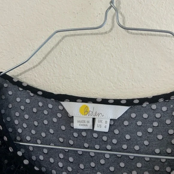 Boden Cynthia Polka Dot Lace Blouse Black White Size 4 Women's 3/4 Sleeve Formal - Picture 9 of 9